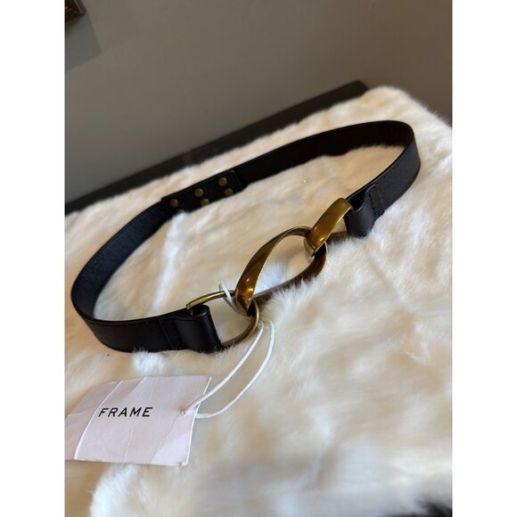 Frame Denim Triple Twist Chain Leather Belt Black Womens Size Small - Picture 3 of 9
